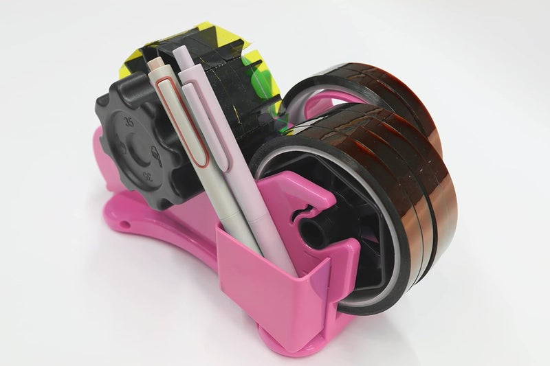 Enskatec Heat Tape Dispenser Sublimation with Compartment Slots, Semi-Automatic, Multiple Roll Cut 1" & 3" Core Double Reel Cores Sublimation for Heat Transfer Tape, Pink - Image 5